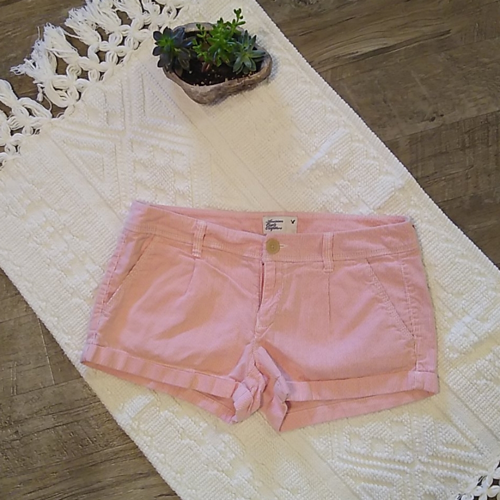 💚2/$20 Sz 2 AE orange, white pin striped shorts